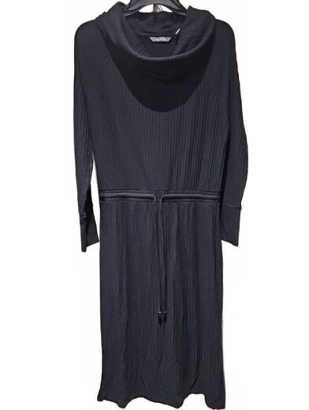 AnyBody Black Rib Knit Cowl-Neck Maxi Dress Size Small NWOT